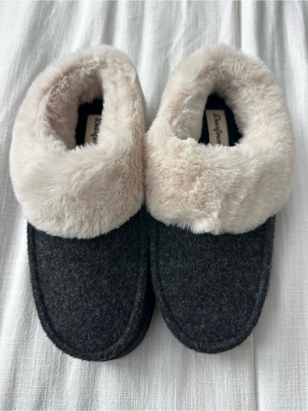 dearfoams Faux-Fur Clog Slippers